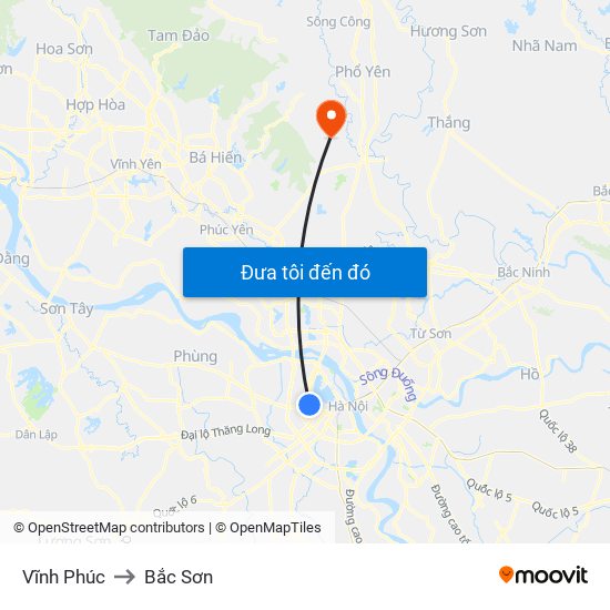 Vĩnh Phúc to Bắc Sơn map