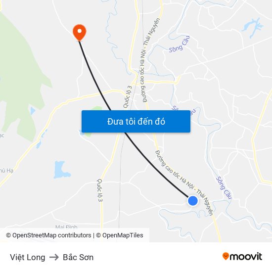 Việt Long to Bắc Sơn map