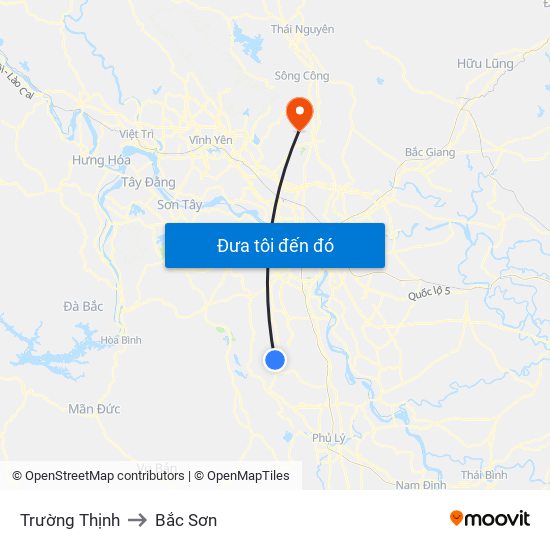 Trường Thịnh to Bắc Sơn map