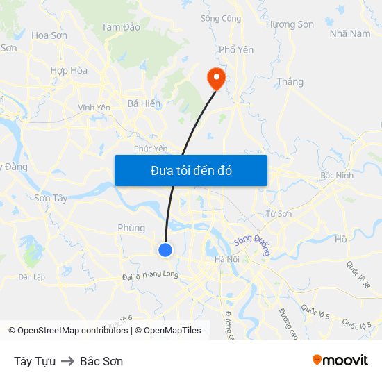 Tây Tựu to Bắc Sơn map