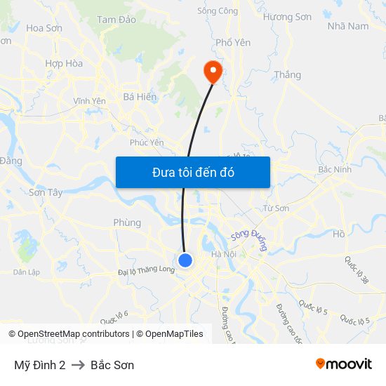 Mỹ Đình 2 to Bắc Sơn map