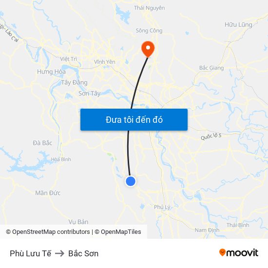 Phù Lưu Tế to Bắc Sơn map