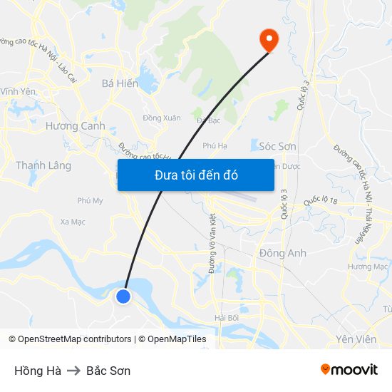 Hồng Hà to Bắc Sơn map