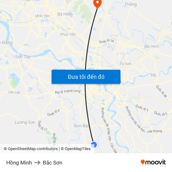 Hồng Minh to Bắc Sơn map