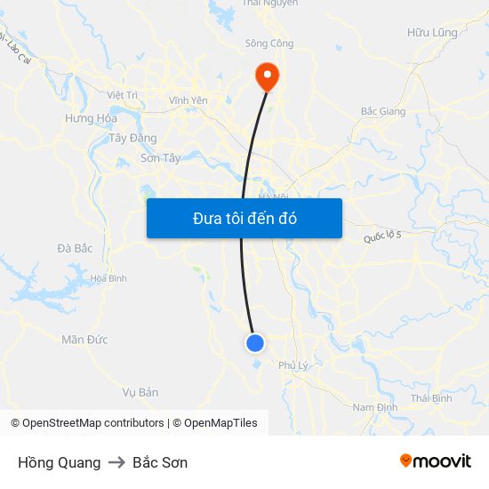 Hồng Quang to Bắc Sơn map