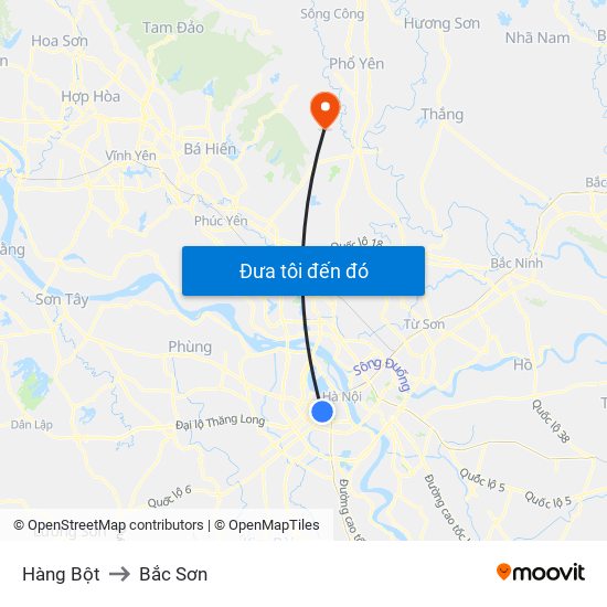 Hàng Bột to Bắc Sơn map