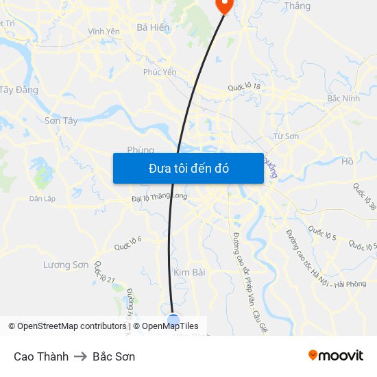 Cao Thành to Bắc Sơn map