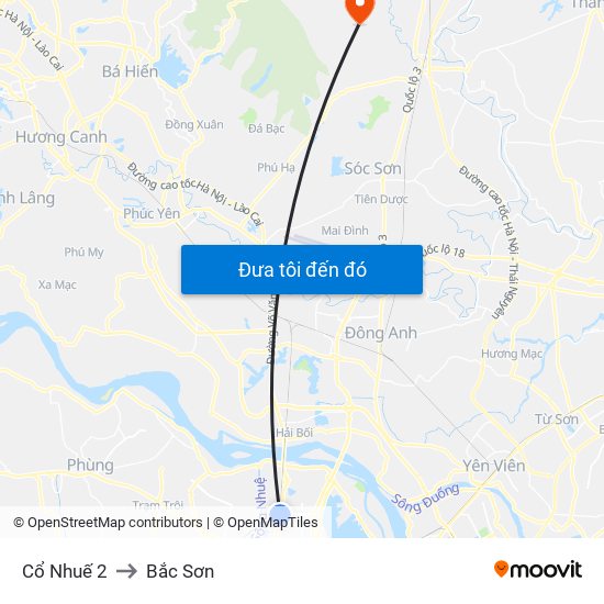 Cổ Nhuế 2 to Bắc Sơn map