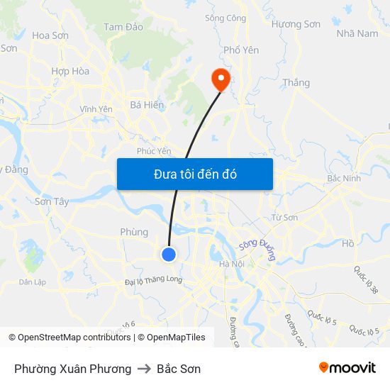 Phường Xuân Phương to Bắc Sơn map