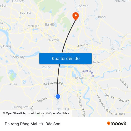 Phường Đồng Mai to Bắc Sơn map