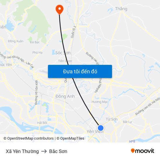 Xã Yên Thường to Bắc Sơn map