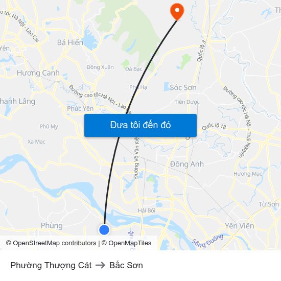 Phường Thượng Cát to Bắc Sơn map