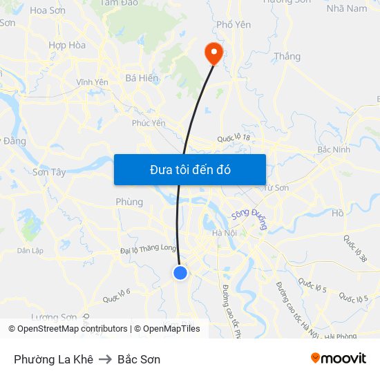 Phường La Khê to Bắc Sơn map