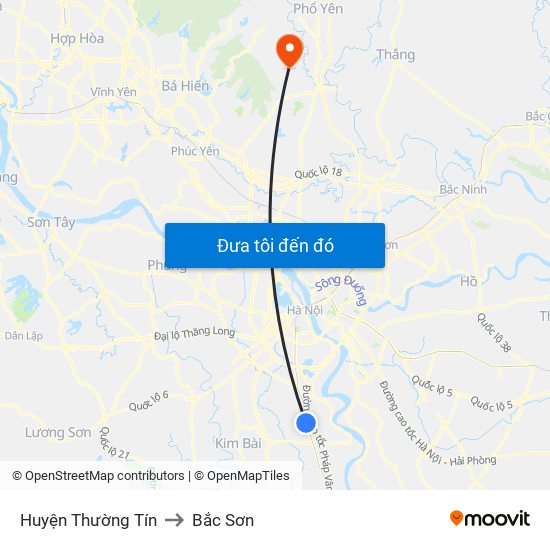 Huyện Thường Tín to Bắc Sơn map