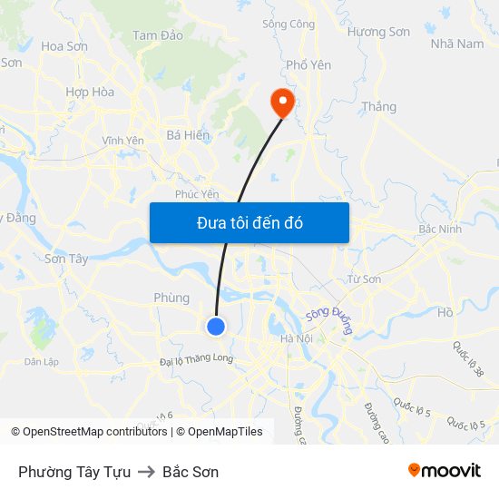 Phường Tây Tựu to Bắc Sơn map