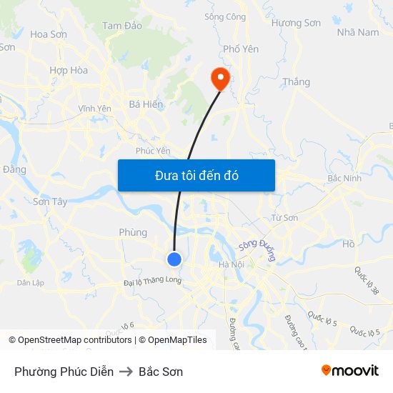 Phường Phúc Diễn to Bắc Sơn map