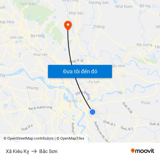 Xã Kiêu Kỵ to Bắc Sơn map