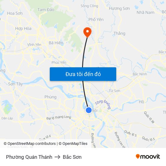 Phường Quán Thánh to Bắc Sơn map