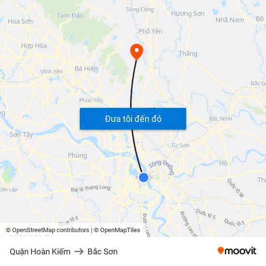 Quận Hoàn Kiếm to Bắc Sơn map