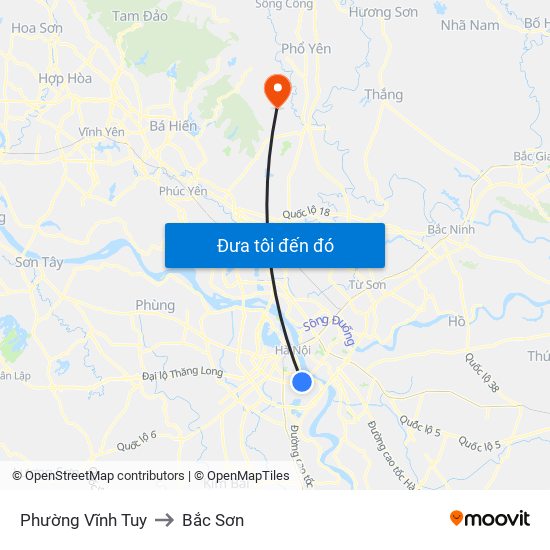 Phường Vĩnh Tuy to Bắc Sơn map