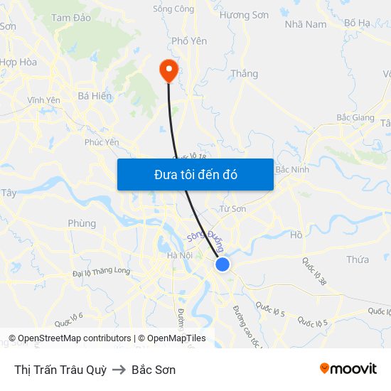 Thị Trấn Trâu Quỳ to Bắc Sơn map