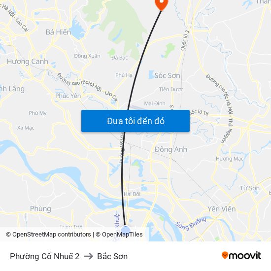 Phường Cổ Nhuế 2 to Bắc Sơn map