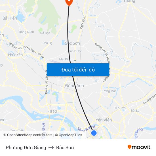 Phường Đức Giang to Bắc Sơn map