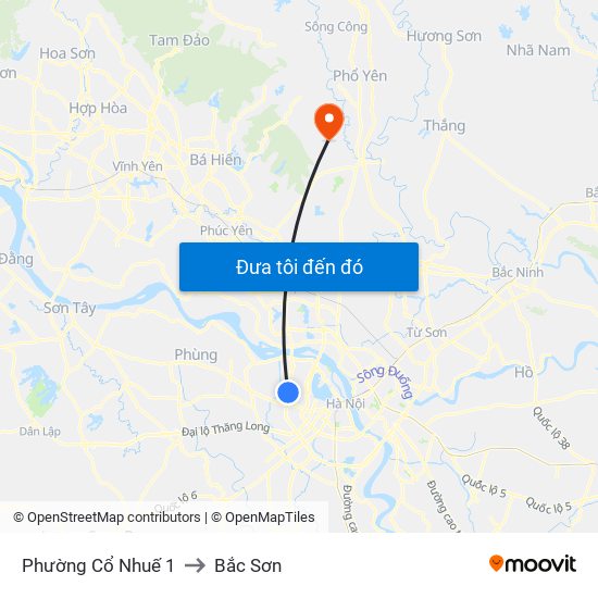 Phường Cổ Nhuế 1 to Bắc Sơn map