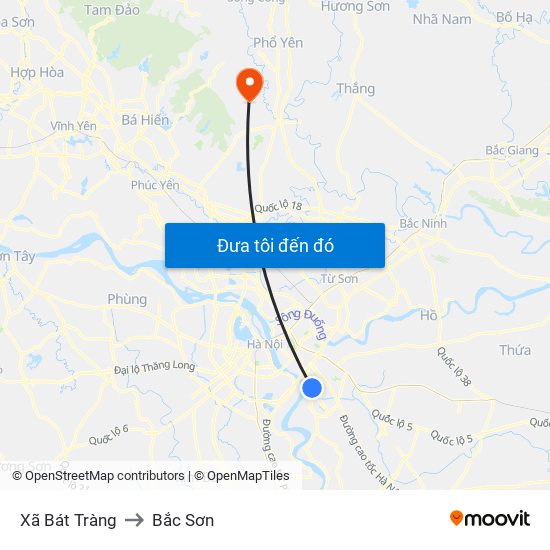 Xã Bát Tràng to Bắc Sơn map