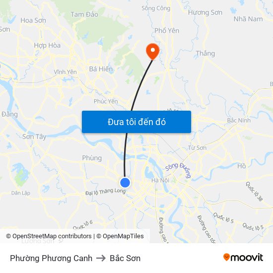 Phường Phương Canh to Bắc Sơn map