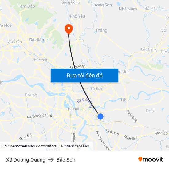 Xã Dương Quang to Bắc Sơn map