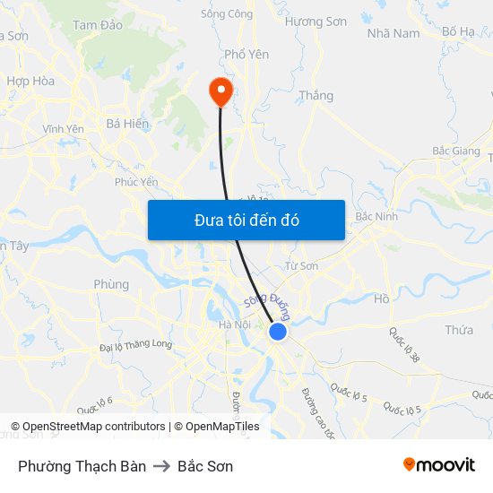 Phường Thạch Bàn to Bắc Sơn map