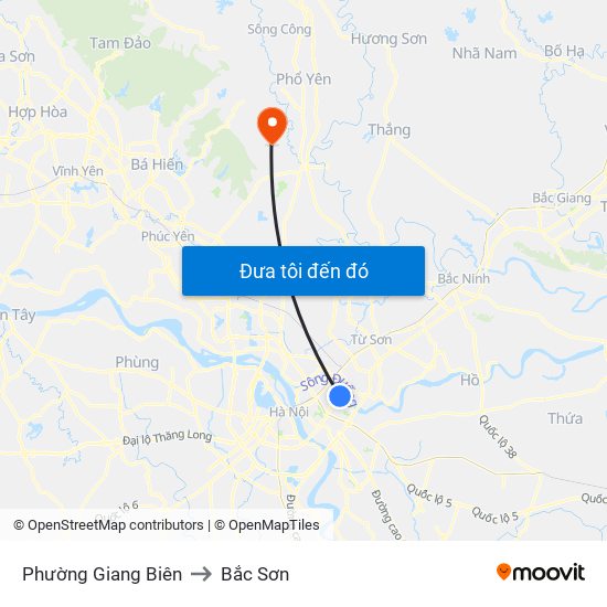 Phường Giang Biên to Bắc Sơn map