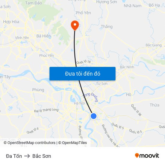 Đa Tốn to Bắc Sơn map