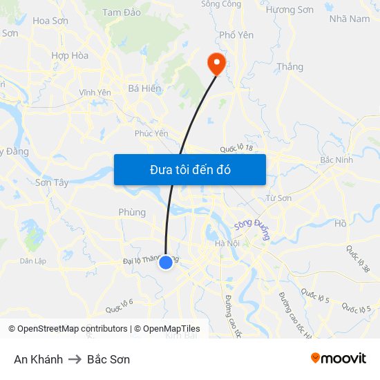 An Khánh to Bắc Sơn map