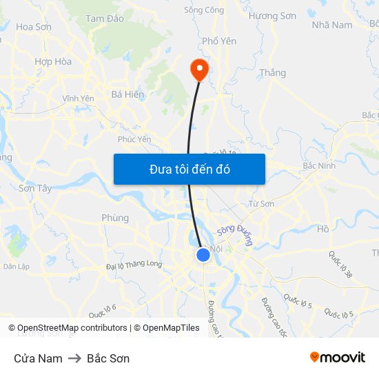 Cửa Nam to Bắc Sơn map