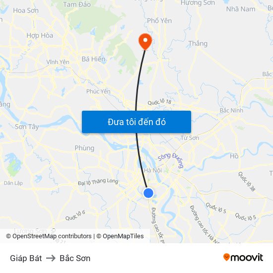 Giáp Bát to Bắc Sơn map