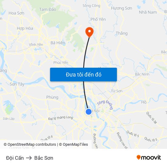 Đội Cấn to Bắc Sơn map