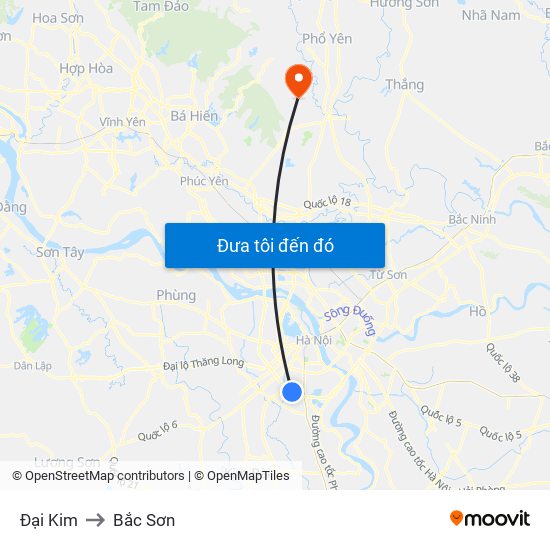 Đại Kim to Bắc Sơn map