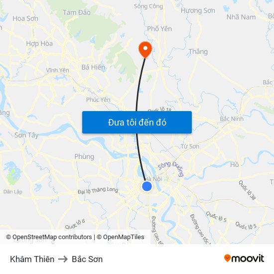 Khâm Thiên to Bắc Sơn map