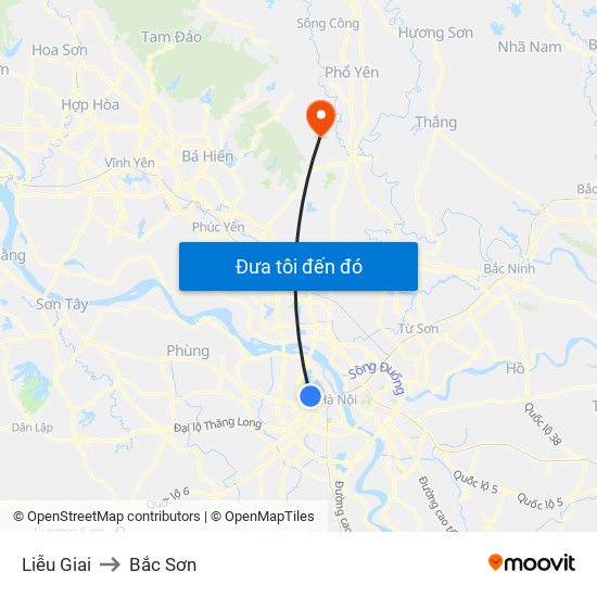 Liễu Giai to Bắc Sơn map