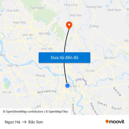 Ngọc Hà to Bắc Sơn map