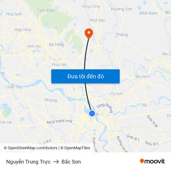 Nguyễn Trung Trực to Bắc Sơn map