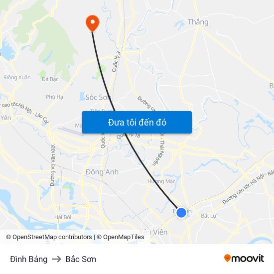 Đình Bảng to Bắc Sơn map