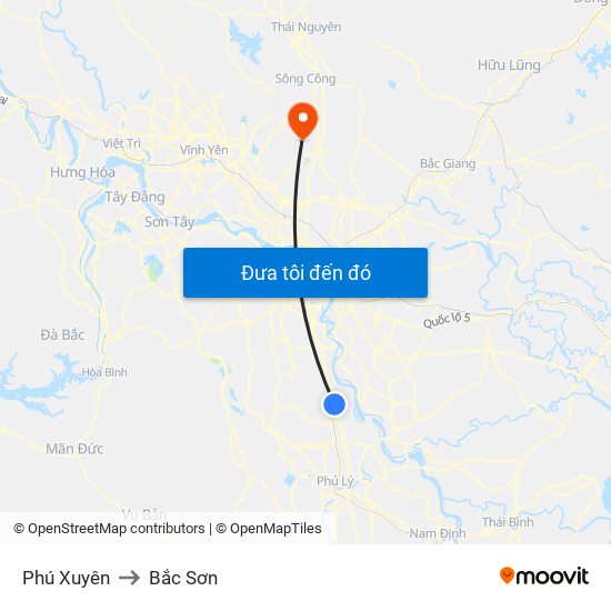 Phú Xuyên to Bắc Sơn map