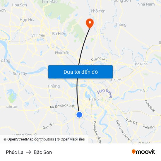 Phúc La to Bắc Sơn map