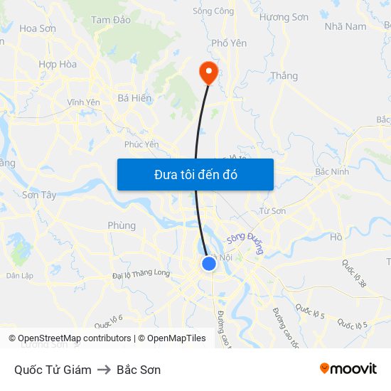 Quốc Tử Giám to Bắc Sơn map