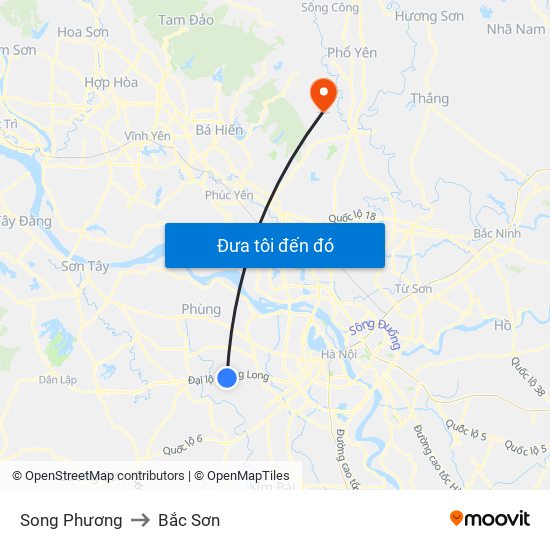 Song Phương to Bắc Sơn map