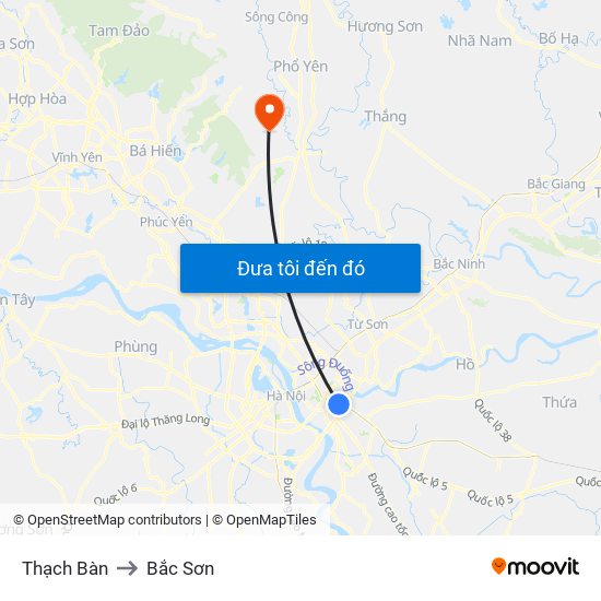 Thạch Bàn to Bắc Sơn map