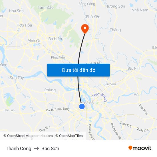 Thành Công to Bắc Sơn map